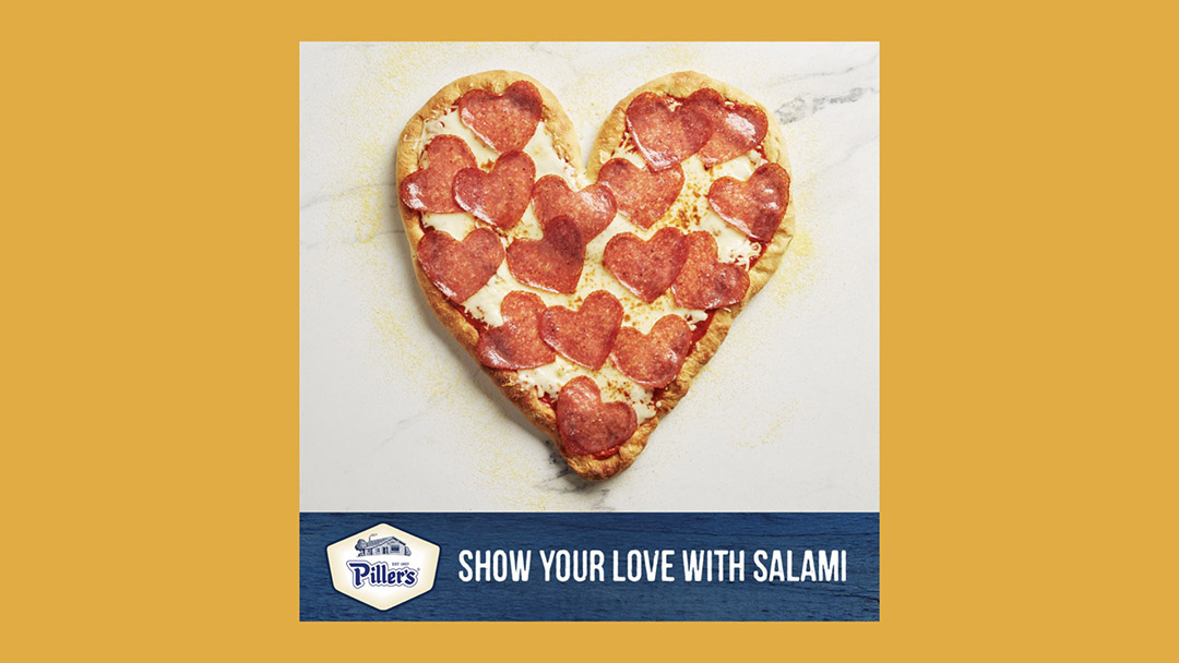 Show your love with salami! Heart shaped pizza